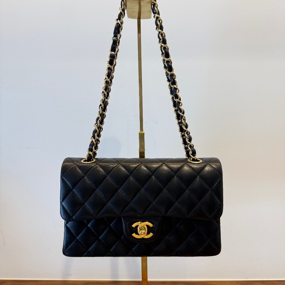 SOLD ❌CHANEL Lambskin Quilted Small Double Flap Black & Gold